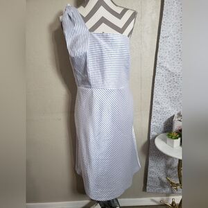 Banana Republic One-Shoulder Blue Striped Dress